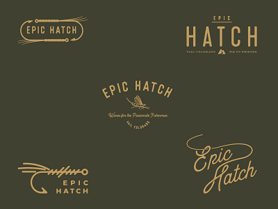 First Round // Fly Fishing Apparel Logos branding illustration logo typography. vector