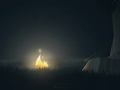 FireCamp camp fire firecamp flame illustrator nature night outdoors rocks warmlight