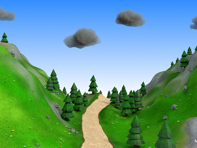 Cartoon mountain road environment 3d 3dgraphics 3dmodelling 3dscene b3d blender3d blender3dart cartoon digital3d lowpoly mountain road