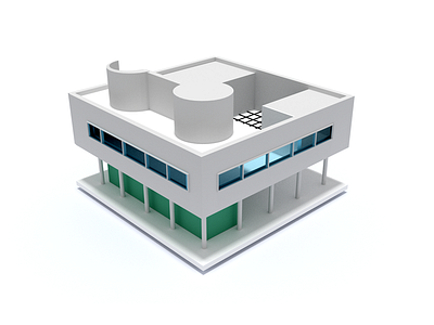 Villa Savoye 3d arquitecture blender building cinema4d geometric house le corbusier minimal modeling render villa savoye