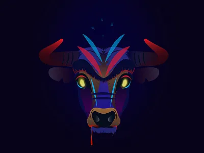 Indian Bull animal bull color design gradient illustration indian poster strong wild