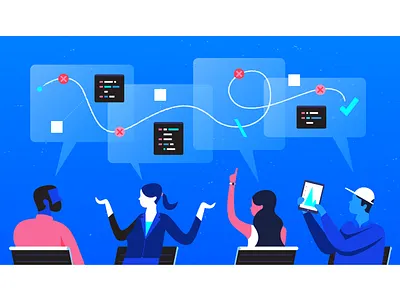 Incident Comms blog character design flat gradient guide icon people troubleshooting ui ux web