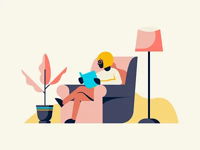 A Good Book book compliment deco furniture illustration illustrator miguelcm reader scene