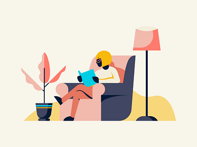 A Good Book book compliment deco furniture illustration illustrator miguelcm reader scene