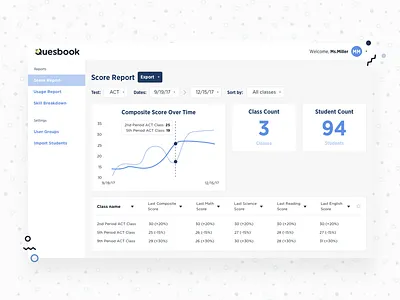 Quesbook School Portal educational product design ui ui design user interface web design