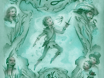 Peter Pan Illustration bedtime captain hook children childrens book dreamy fairytale fantasy night peter pan pirate stars storybook