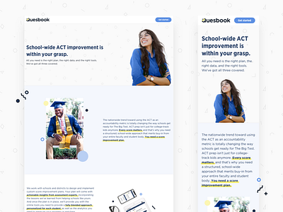 Quesbook Score Improvement Landing Page interaction landing page mobile design mobile friendly product design responsive ui design web design