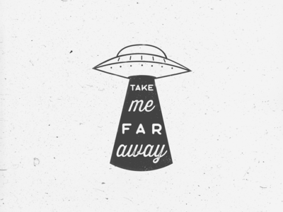 UFO black and white hand drawn minimal moon retro simple space stars texture typography ufo vintage