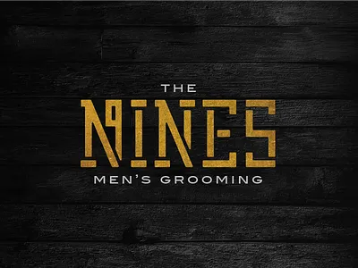 The Nines barbershop branding gentlemen gold logo men nine shave type wordmark
