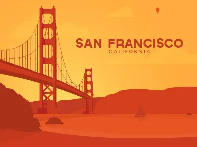 San Fransisco bridge california design illustrator orange san francisco vector