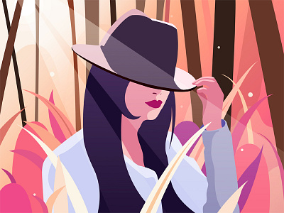 Hat girl banner flower girl hat illustration ios light meditation red