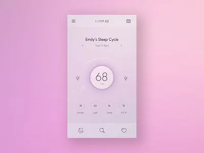 Sleep Cycle App app baby button control controls cycle dial icons minimal pink sleep temperature