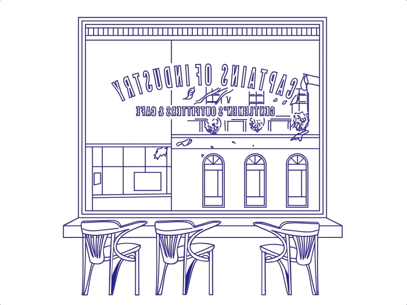 Discover Cafes - Captains of Industry art direction graphic design illustration motion graphics svg animation