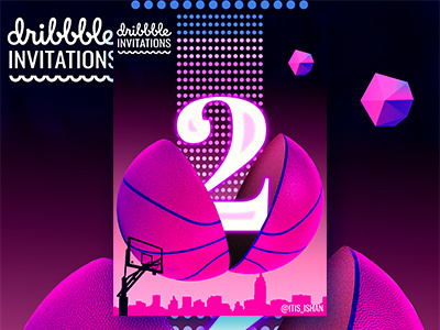 Dribbble Invite 2 ball basketball draft dribbble gradient invitation invite poster two