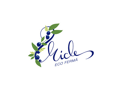 Micle - Organic Blueberry Farm Logo blue blueberry custom eco hand indigo lettering organic signature type