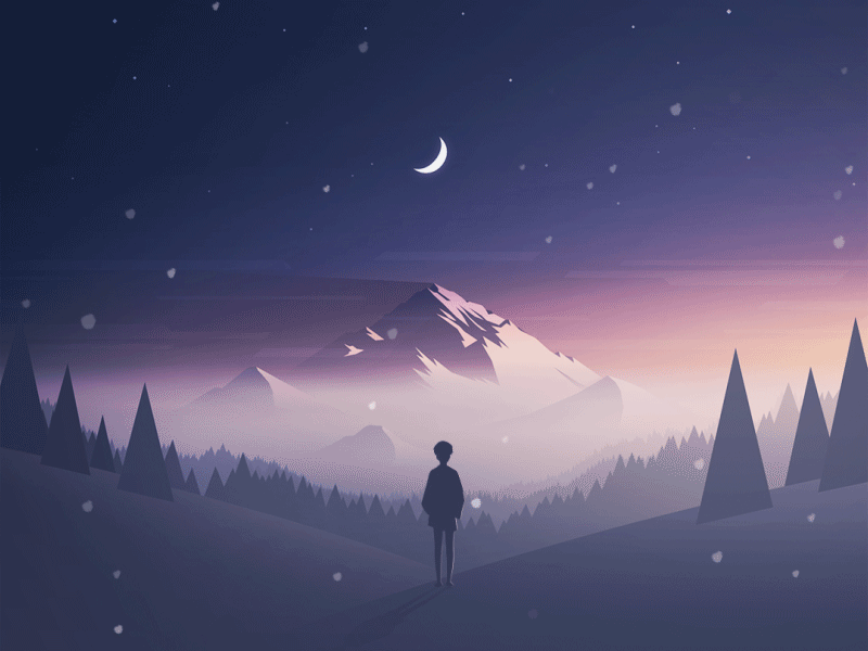 Back View On Snow Mountain ae back gif illustrator landscape mountains snow