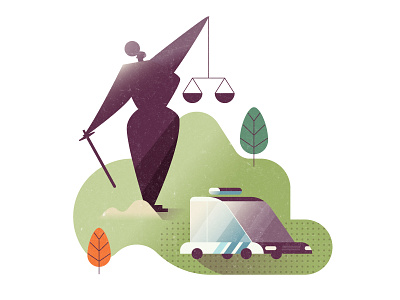 Justice car editorial illustration justitia law nature police