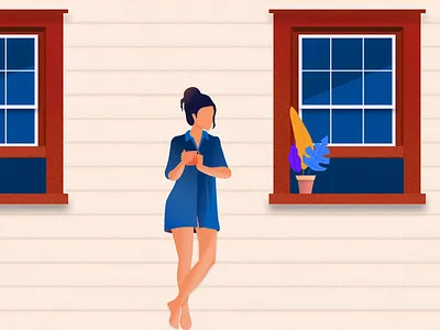 Thinking about the old days over Coffee coffee illustration old days think window