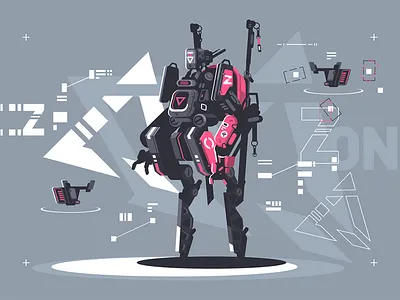 Robot drone artificial automation character drone flat illustration intelligence kit8 machine robotic technologies vector