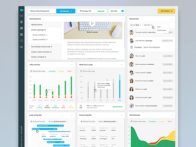 Xplenty Dashboard app buttons chart dashboard data data viz product progress bar