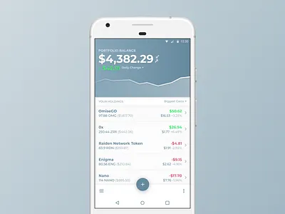 Crypto Portfolio Tracker (Light) account airy android blockchain bright clean crypto cryptocurrency graph light mobile transactions