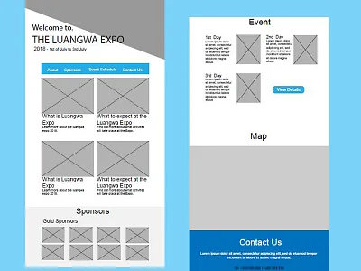 Expo Wire-frame design draft landing page layout pencil web wire frame