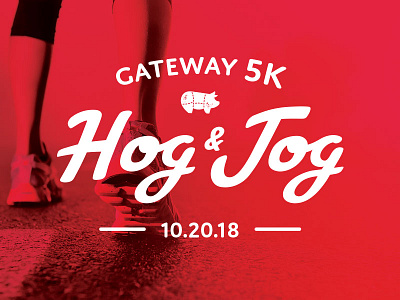 Hog & Jog 5k gateway woods handlettering hashtaglettering pig race race logo run running script