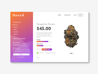 Hazed Natural supplements branding cannabis design ecommerce gradient landing page shop smoking webdesign website weed