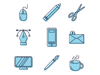 Art & Design Icons art design icon icon set iconography linework minimal modern outline simple stroke