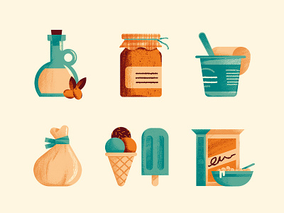 The Italian factory breackfast burrata cereal daniele simonelli dsgn food icecream icon icons illustration jam yogurt