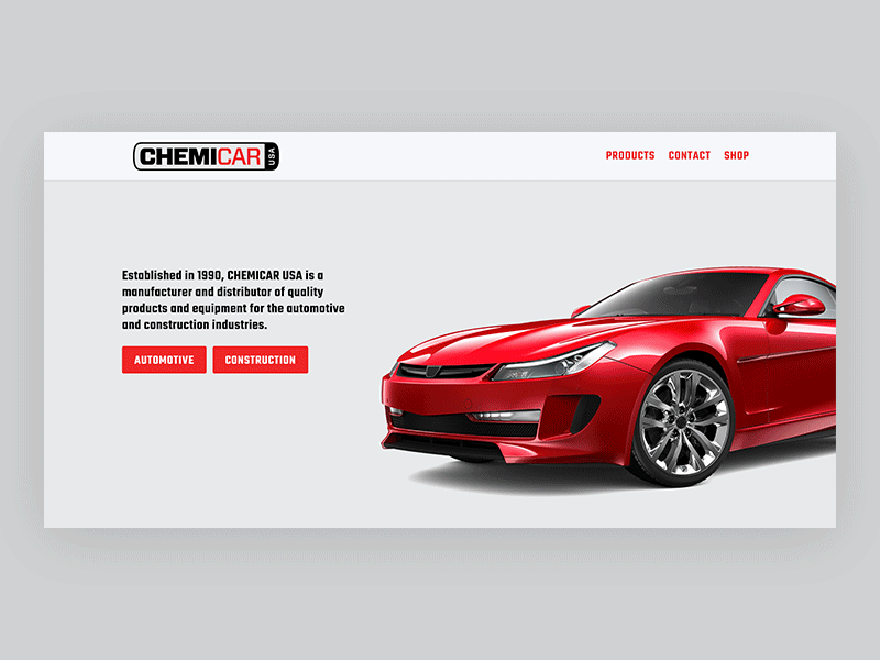 Chemicar animation car cars design fast minimal red simple ui web web design website