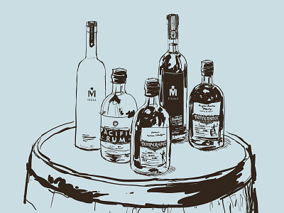 Bull Run Bottles Illustration illustration spirits vector