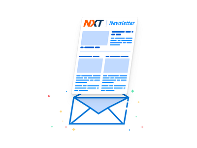 Newsletter Illustration blue design envelope homepage illustration newsletter sparkles