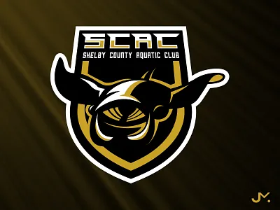 SCAC design diving fish gold mantaray mascot ray sports swimming water