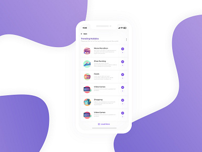 Hobby App Home Page app home lavender mobile mobile app page purple