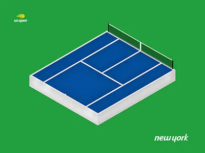 US Open Court court grand slam illustration isometric new york tennis
