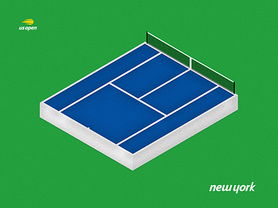 US Open Court court grand slam illustration isometric new york tennis
