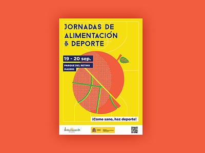 Healthy food + sport cartaz dots double dynamic food illustration popart poster school spain sport yellow
