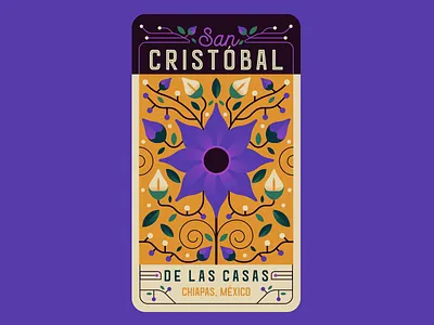 San Cristobal de las Casas arts and crafts badge flowers mexico