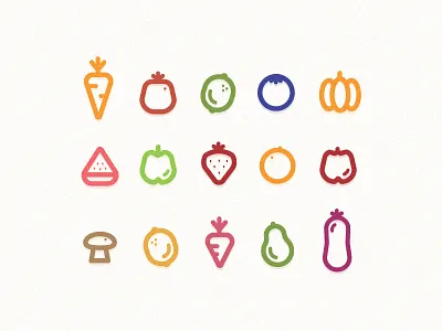 Fruit N' Veggie Icons food fruit icon iconography produce vegetables veggie