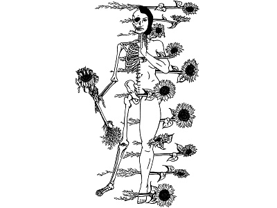 Justice black and white botanical digital illustration illustration macabre skeleton skull tarot tattoo