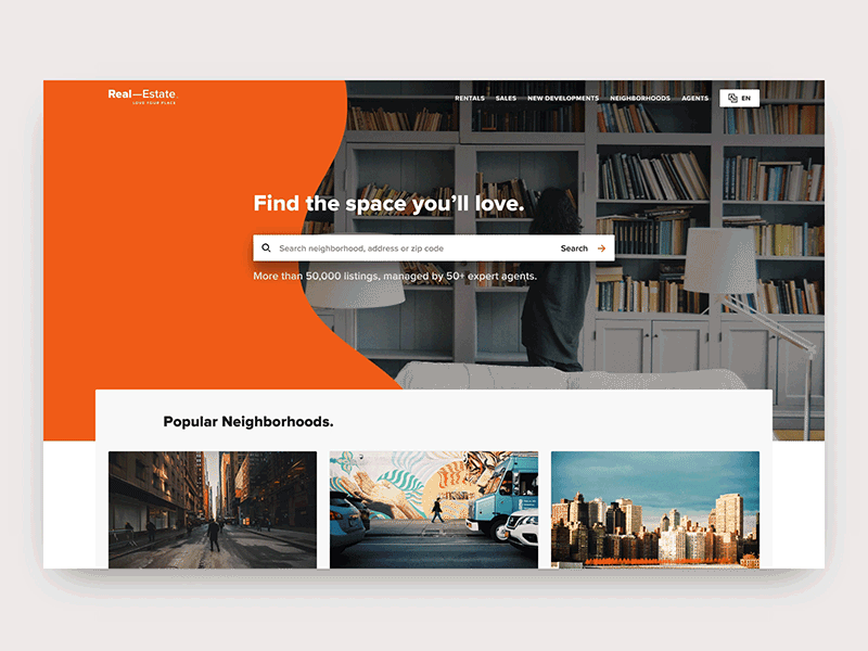 Real Estate Search animation gif homepage interaction real estate search ui