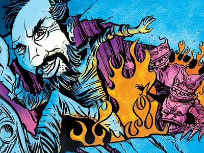 Speci-AL demons fire pen and ink portrait self portrait