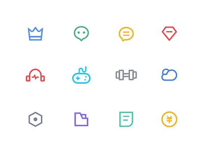 Icons color folder game music weather