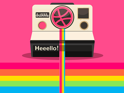 Hello Dribbble debut dribble hello illustration polaroid
