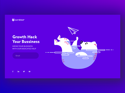 Aura Bear Illustration bear character flat illustration interaction design landing page minimalistic mobile app typography ui web