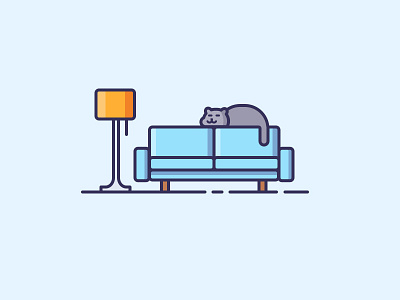 Lazy Cat blue cat icons pet sofa tamp