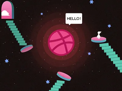 Hello Dribbble design first illustration shot