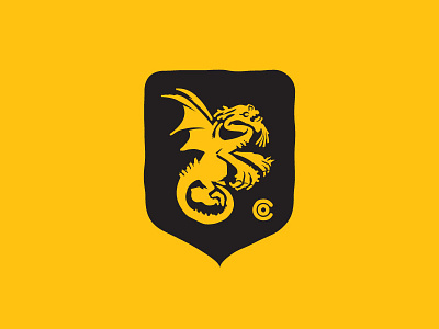 Jabberwocky Heraldry Crest black brand crest dragon herald jabberwocky logo mark monster shield yellow