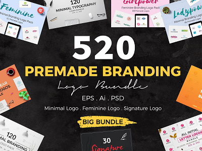 520 Premade Logo Bundle + Bonus branding design logo logo design logos